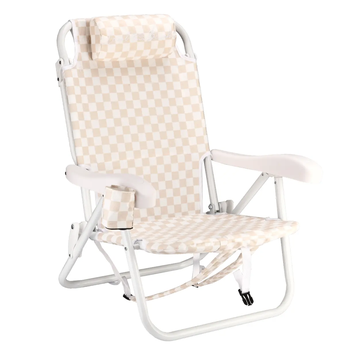 Checker Backpack Reclining Beach Chair Sand
