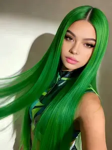 28 Inch Wiger Wig, Long Straight Hair, Middle Part Design, Heat Resistant Synthetic Fiber, Perfect for Party Cosplay Costume & Daily Wear, Synthetic Material Wigs