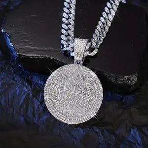 "Stay Humble Hustle Hard" Encouragement Pendant Necklace Punk Rock Hip Hop Fashion with Full Rhinestones 20" Cuban Chain Jewelry Style