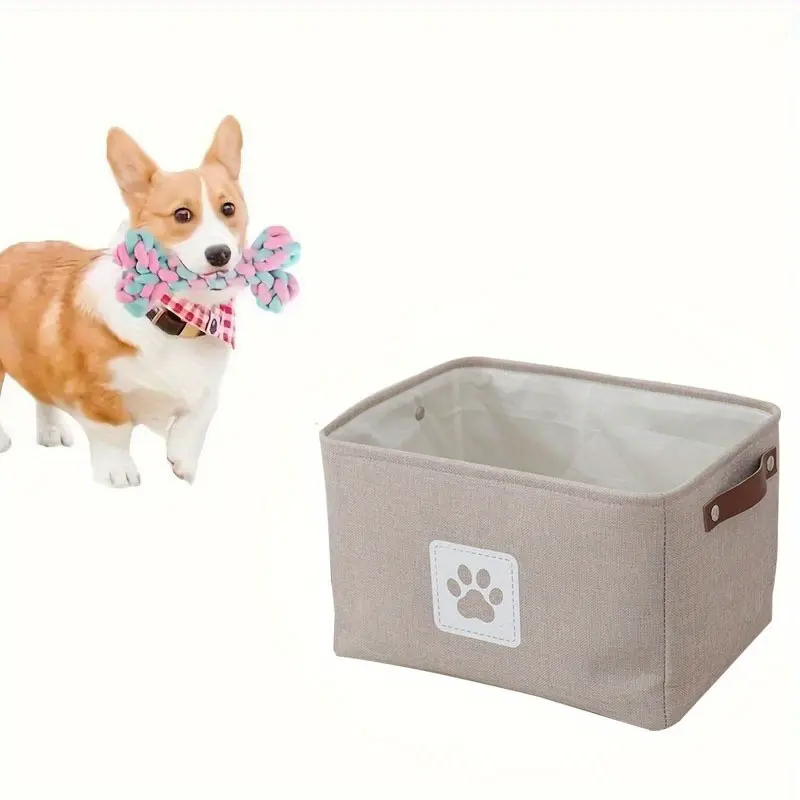 1pc Durable Pet Toy Storage Box Cat Dog Grooming Cleaning Supplies Storage Basket Pet Dirty Clothes Basket Desktop Storage Basket