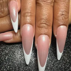 Almond Allure Frenchie press on nails reusable press french tip