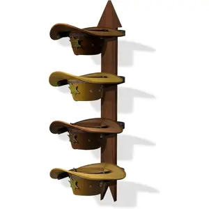 Hat Rack for Wall - Western Style Wall Mounted Hat Holder & Organizer for Hats, Caps, and Sunhats, Wooden Handcrafted Rustic Home Décor, Gift for  and Cowgirls