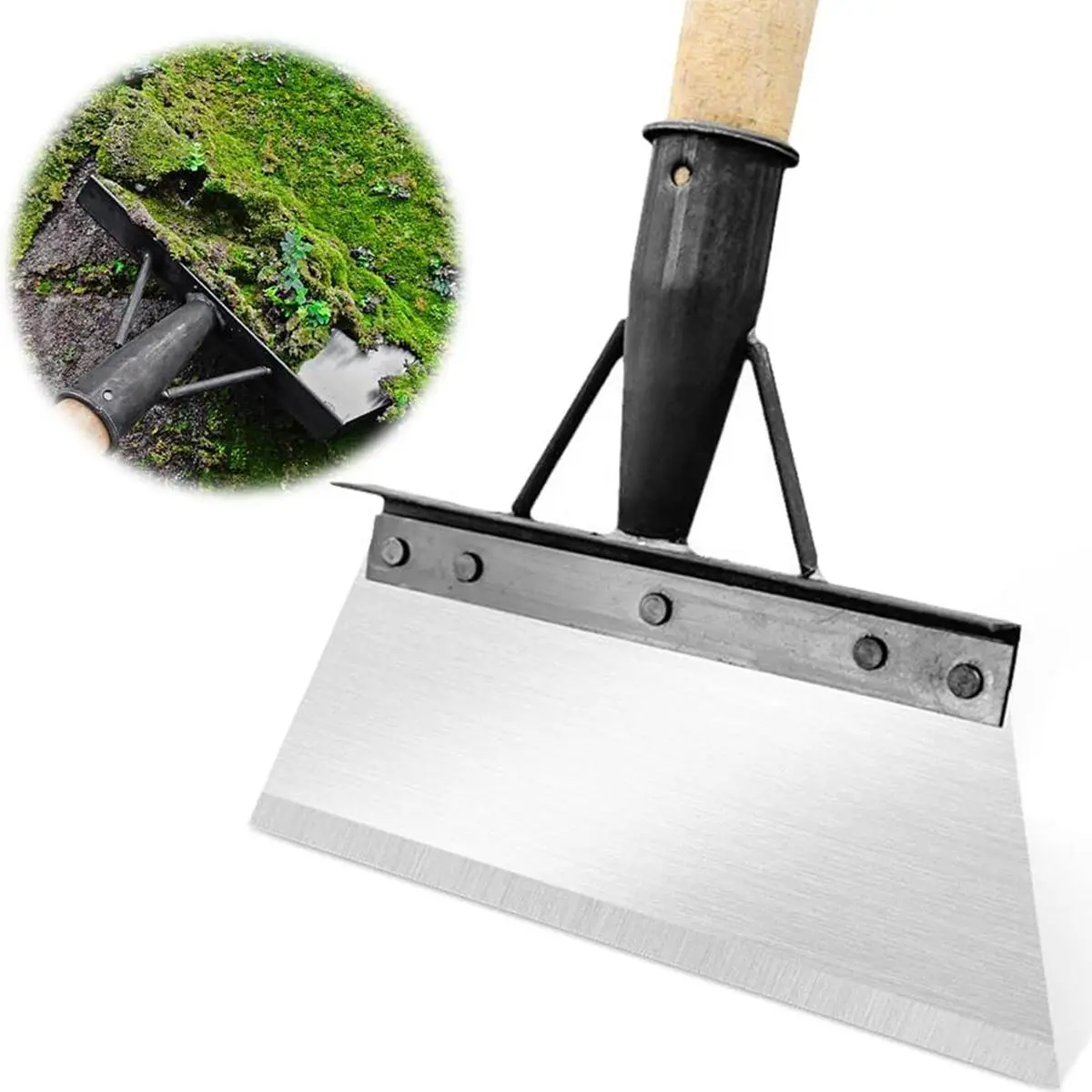 Durable Metal Shovel Tool, Heavy-Duty Garden Cleaning Flat Shovel for Weeding, Planting, Outdoor Ice Scraping and Sticker Removal