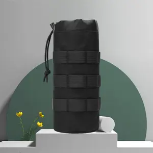 Tactical MOLLE Water Bottle Pouch - Heavy Duty Molle Hydration Holder with Drawstring & Mesh Bottom for Hiking, Walking,Outdoor Travel - Perfect for Backpack Attachment & Fathers Day Gifts for Dad