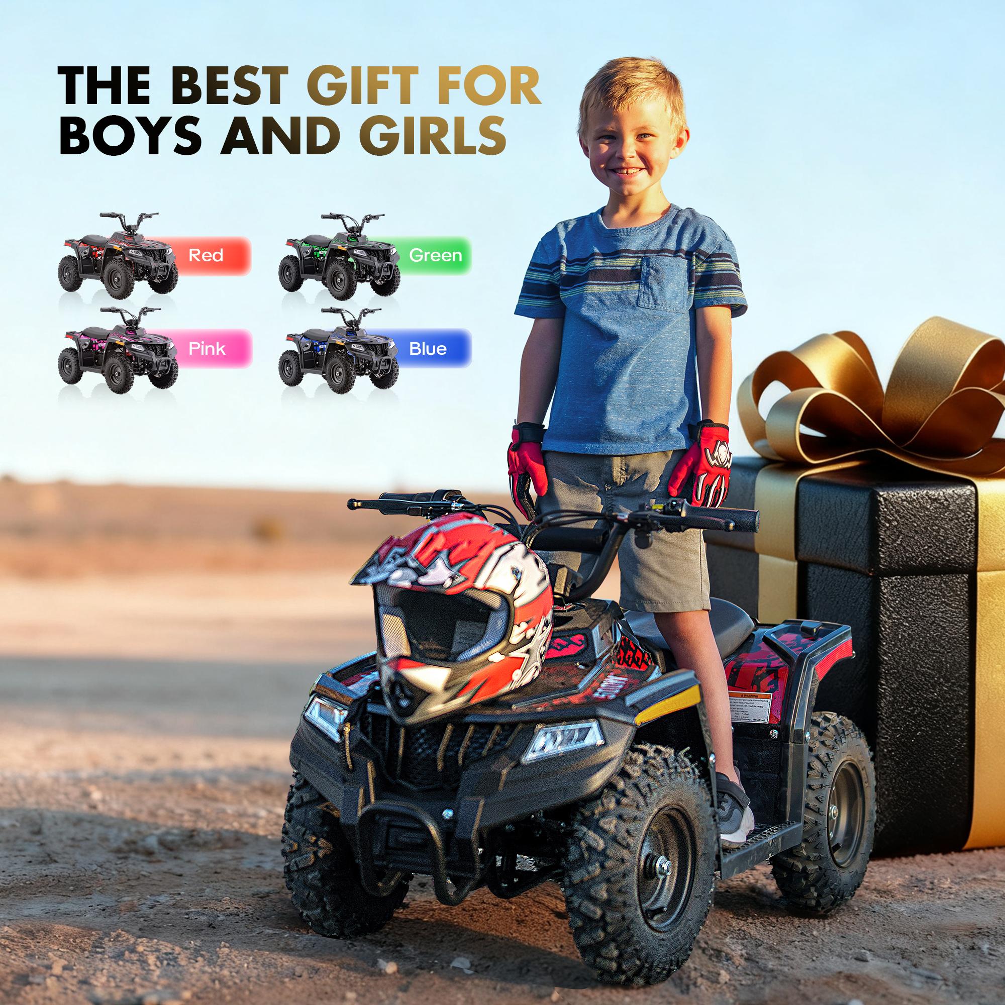 36V Electric ATV for Kids, 500W Quad Ride-On with Parent Speed Control, 12-15 MPH Dual Speed, Dual Suspension, LED Headlight, All-Terrain Tires, Supports Up to 143 lbs
