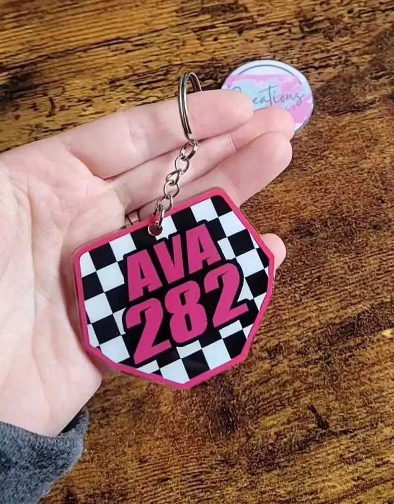 Personalized Number Plate Keychain | Moto X | BMX | Dirt Bike | Quad | Racing Bag Tag