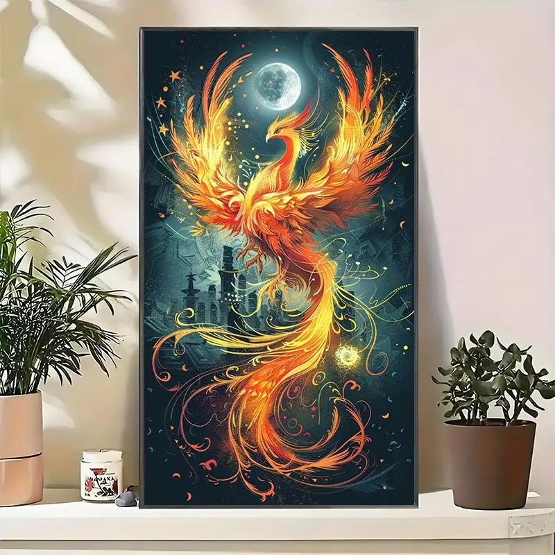 Phoenix Pattern DIY Diamond Arts Colorful Painting Kit without Frame, DIY 5D Diamond Arts Colorful Painting Kit, Wall Art Decor for Home Bedroom