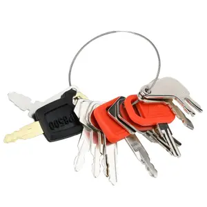 12 Heavy Equipment Keys, Machine Key Master Set for Cat Caterpillar John Deere Komatsu Bobcat Hyster Takeuchi Case Kobelco Lucas New Holland Construction Equipment