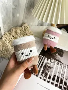 Cute Coffee Cup Design Plush Keychain, Plush Bag Charm for Women