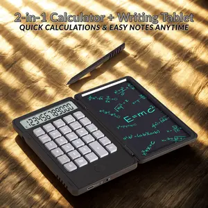 Foldable 2-in-1 Calculator with 5'' LCD Writing Pad – Portable Math Calculator & Memo Board for Home, School, Office & Travel