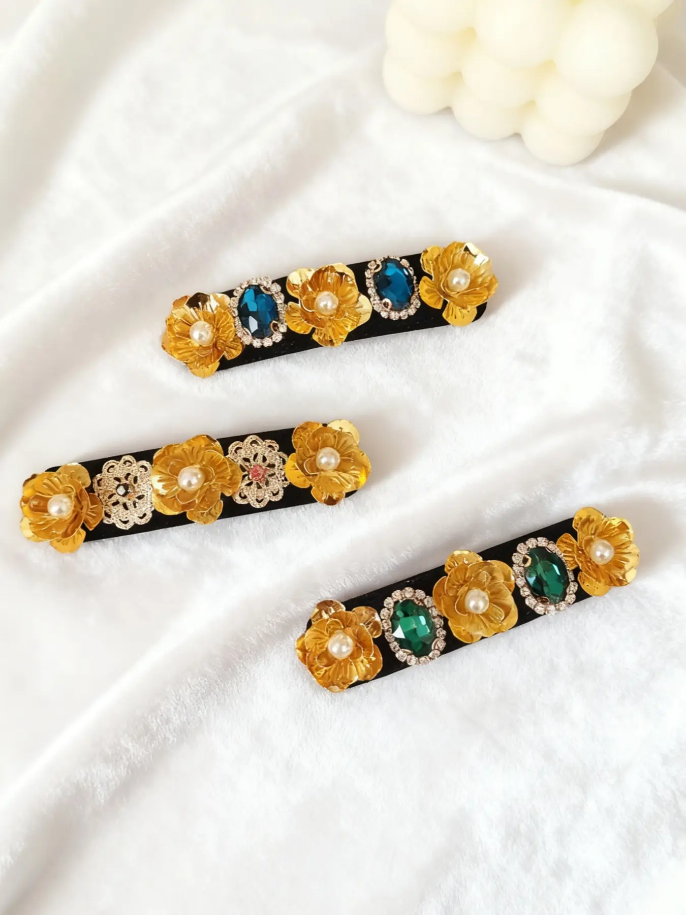 Vintage Velvet Flower Hair Clip, French Court Style Metal Decoration, Elegant Side Barrette, Baubles Bb Clip, Party Wear
