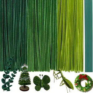 300Pieces Green Pipe Cleaners with 20Pieces Flower Stems, Pipe Cleaner Crafts for DIY Art and Craft Projects Creative Gift Party Decorations, Chenille Stems