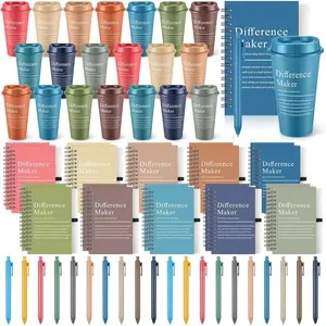 60 count Difference Maker Gifts Set Employee Appreciation Gifts Bulk for Coworker 16 oz Thank You Cup A6 Motivational Notebooks with Pen for Team Teacher Staff Volunteer (Morandi Colors)