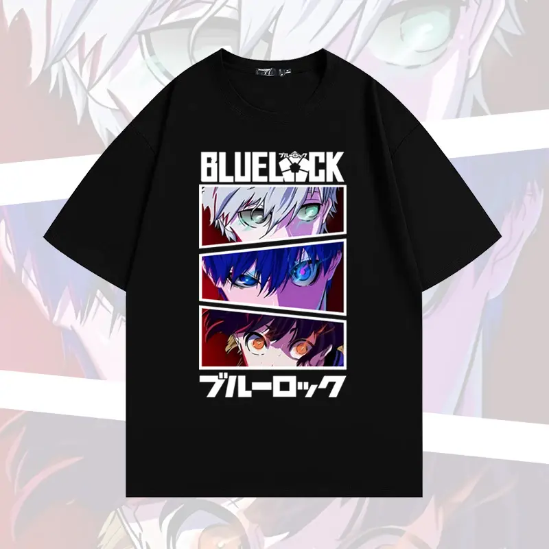 Men's Blue Lock Anime T-Shirt with Nagi, Isagi & Bachira Striker Eyes Graphic, Oversized Heavyweight Cotton Streetwear Top, Unisex Short Sleeve Fashion for Soccer Fans, Shortsleeve, Menswear, Round Neck, Tshirt, Character