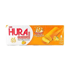BIBICA HURA Swiss Roll Cake Orange Flavor - 20 Rolls, 360g - Perfect for Breakfast & Afternoon Tea Snacks