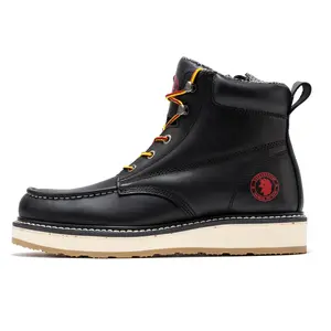 ROCKROOSTER Magnolia 6" Side-Zipper Wedge Boots for Men, Lightweight Soft Moc Toe Motorcycle Boots SAP310  Stylish Comfortable Durable Motorbike Footwear