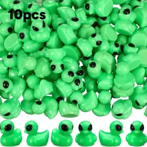 10pcs Alien Duck Figurines, Mini Ufo-Themed Resin Collectibles, Sci-Fi Fan Desk Decor, Garden or Indoor Display, Playful Design Ornaments