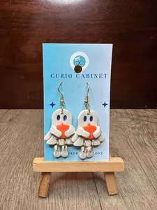 Footie Ghosts & Pumpkin - Polymer Clay Earrings