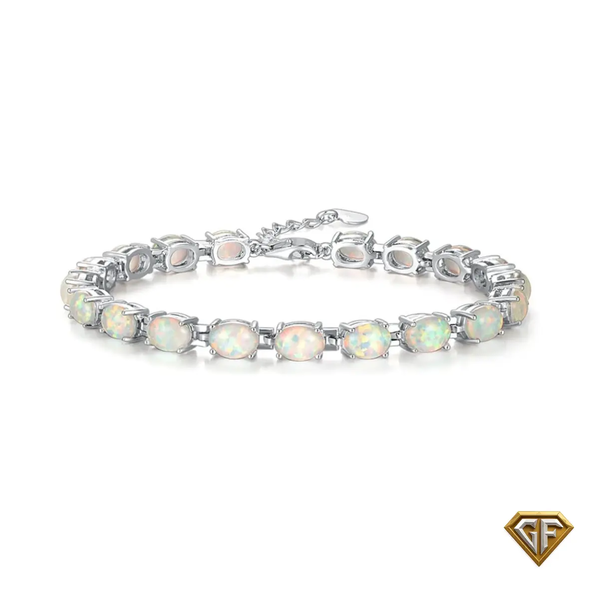 Natural White Opal Tennis Bracelet, Oval Black Opals, Trending Bracelet, American Made Tariff Free - Tiktok Shop Finds - Black Opal - October Birthstone - Gift for Her