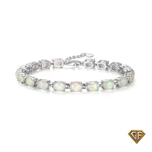 Natural White Opal Tennis Bracelet, Oval Black Opals, Trending Bracelet, American Made Tariff Free - Tiktok Shop Finds - Black Opal - October Birthstone - Gift for Her