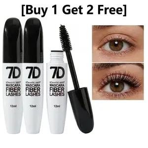【Buy 1 Get 2 Free】 3PCS Lengthening 7D Silk Fiber Mascara, 24-Hour Long-Lasting Waterproof Black Mascara, Volumizing and Curling, Silk Fiber Eyelash Extension Makeup, Perfect for Parties, Music Festivals, and Mother's Day Gifts (Black)