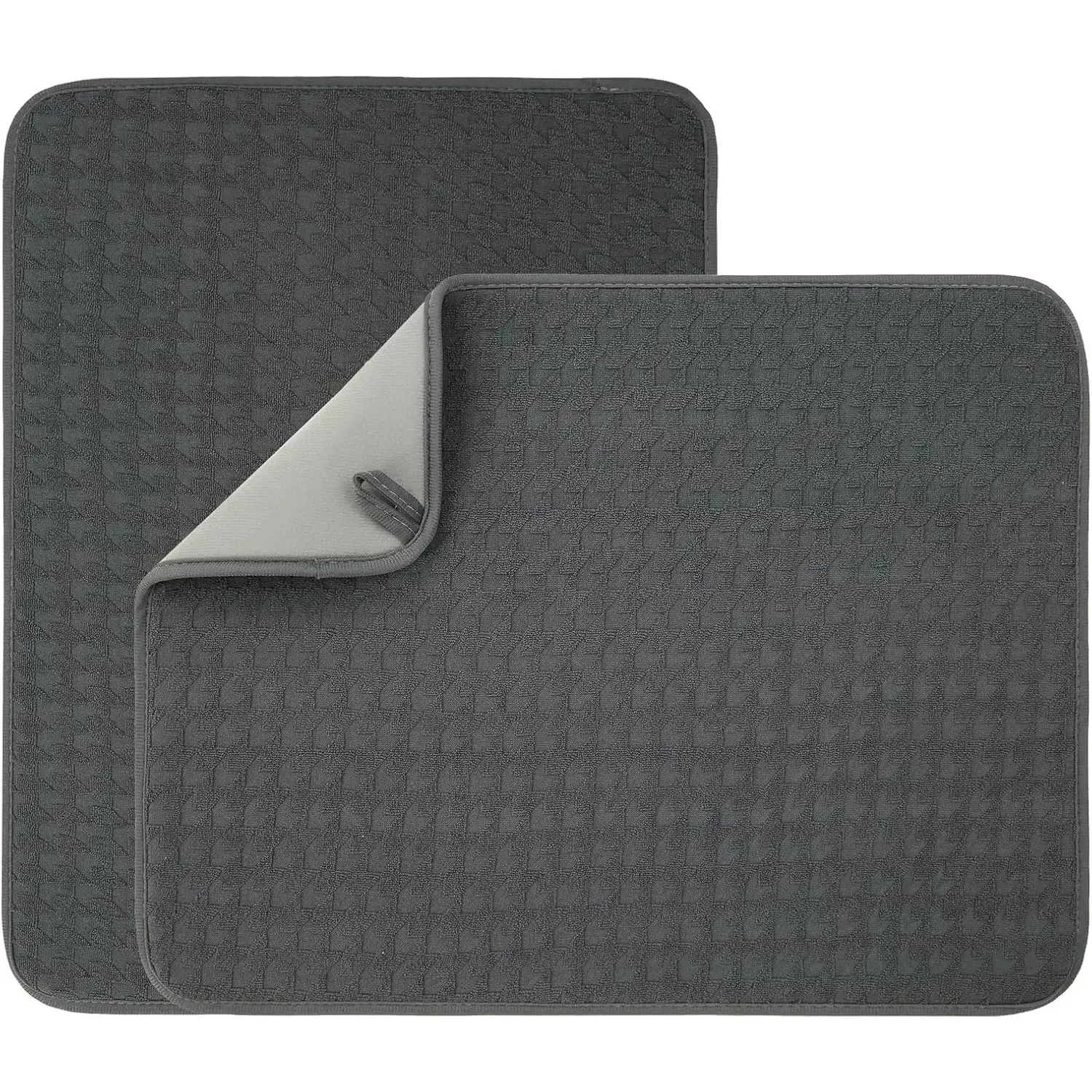 Kitchenware Home 2-Pack Large Fish Scale Microfiber Kitchen Drying Mats, 20×15 in Dark Gray, Indoor Ultra Absorbent Quick Dry Coasters with Cushioning for Tableware & Counters