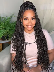 34 Inch Long Senegalese Twist Braids Wigs for Black Women, Gorgeous Fluffy Wigs with Baby Hair, Synthetic Braided Lace Wigs for Party, Daily Use, Box Braided Wigs, Fashion Fluffy Wigs
