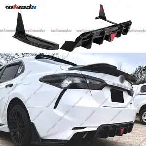 For 2018-2024 Toyota Camry SE & XSE Rear Bumper Diffuser with Smoked LED Brake Lights and Rear Spoiler (Not Compatible with LE/XLE/TRD Models) #spk