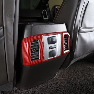 Red Carbon Fiber Style Custom Inner Rear Air Vent Outlet Cover Trim for Ford F150 2015-2020 Car Interior Accessories High-Quality ABS Material Durable Protection Easy Installation