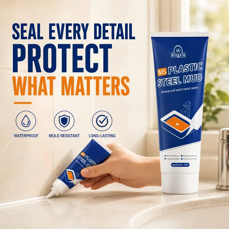 Premium White Silicone Caulk Sealant (5oz Tube) - Waterproof Gap Filler with Wall Crack Repair, Strong Adhesion, Crack-Shrink Resistant, Anti-Mold, Easy Application, Free Handy Tool for Kitchen-Bathroom Sink, Shower, Toilet, Tile