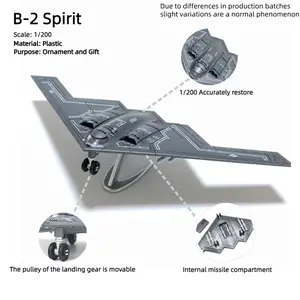 B-2 Spirit 1/200 Scale Plastic Model Kit with Base, DIY Building Model, Detailed Aircraft Decor for Home and Collectibles, Perfect Creative Gift for Ages 14+