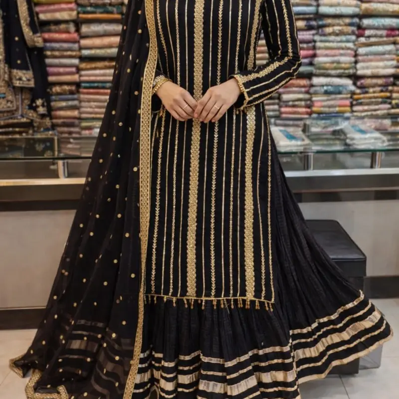 Pure Chiffon Handwork Embellished 3-Piece Suit