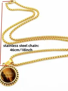 Women's New Natural Stone Pendant Necklace Tiger Eye Agate Stone Necklace, Elegant Jewelry for Women, Perfect Gift Idea