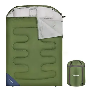 Double Sleeping Bag + Two Pillows, Adult Outdoor Thickened Anti-Cold Detachable Dual-Use Warm Camping Sleep Bag for Fall Winter Sleep Sack