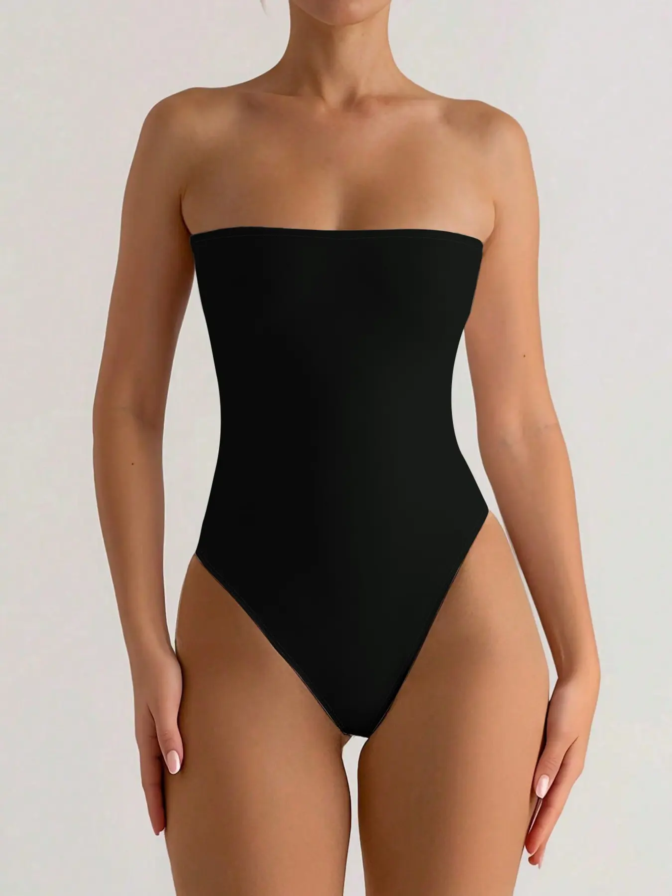 High Elasticity Slim Fit Sleeveless Strapless Bodysuit, Summer Bodysuit, Stretchy Bodysuit, Casual Basic Minimalist Inner Layer Bodysuit, Bodysuit Clothes, Comfortable Wear