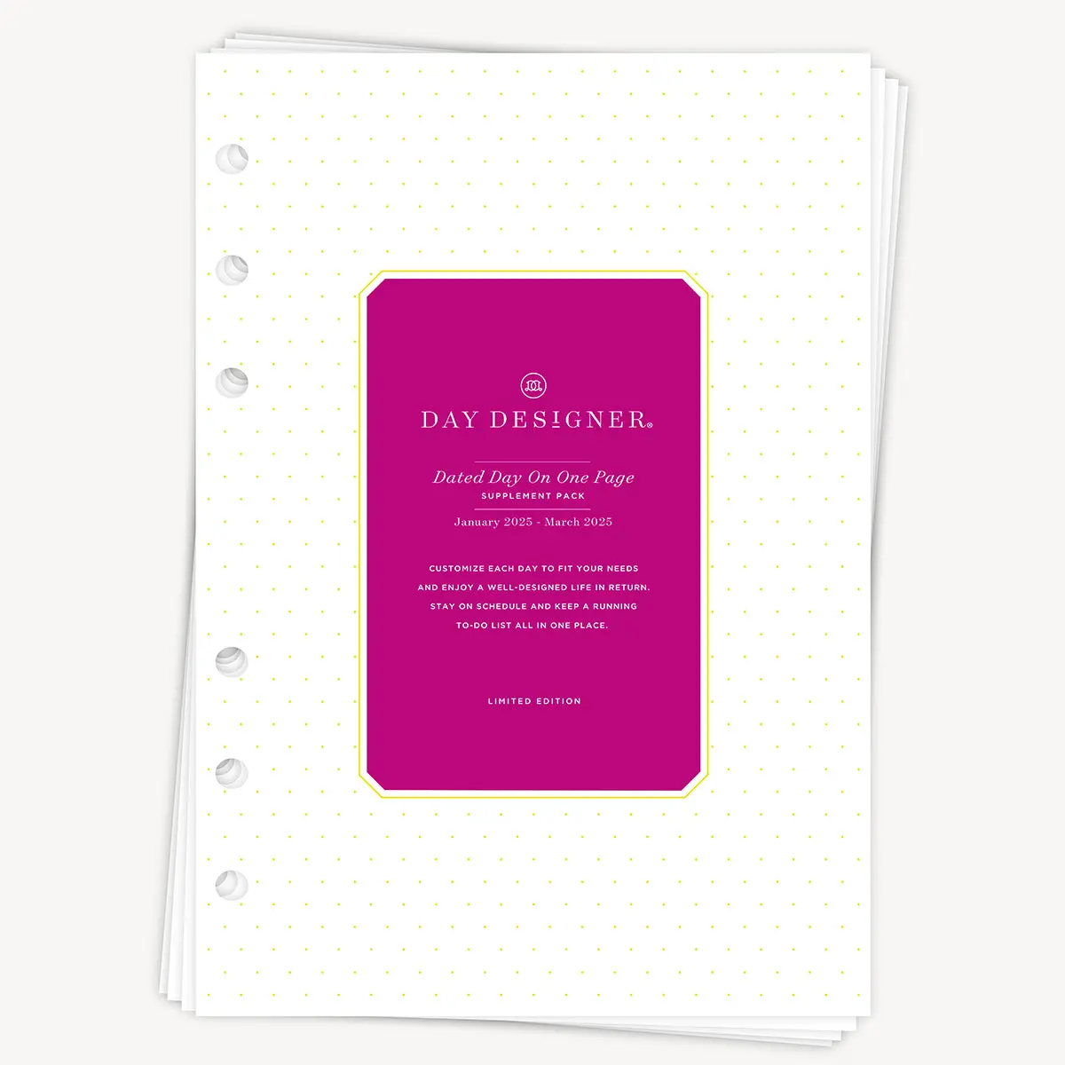 A5 Quarterly Planner Inserts: Dated Day on One Page (Q1 2025: Jan-March)