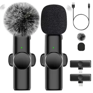 Wireless Lavalier Microphone for iPhone iPad Type-C, Plug-Play 2.4g, Ultra-Low Delay, Noise Reduction, Ideal for Video Recording