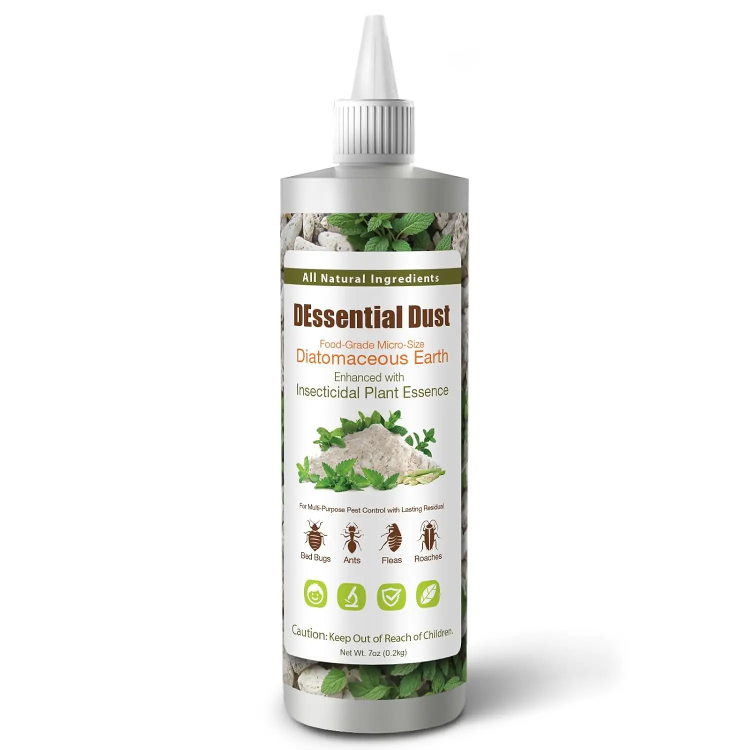 EcoVenger DEssential Dust Peppermint | Repels and Kills Crawling Insects | Bed Bugs Roaches Ants Fleas | Food Grade DE Micro-Powder Triple Power