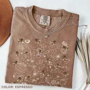 Comfort Colors Vintage Bee Botanical TShirt National Park Nature Lover Graphic Tee Honeycomb Bumblebee Gift Retro Wilderness Wildlife 2026 - TrendWear USA