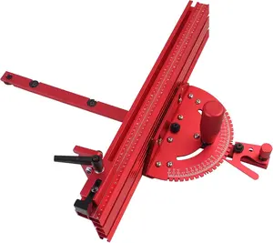 Aluminum Table Saw Miter Gauge Works w/Table Saws, Band Saw and Table, Includes Multi T–Track Fence w/, T-track Flip Stop(Red)