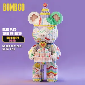 Bombgo Pixel Happy Birthday Bear Building Block,3250 pcs,Bear Toys,Birthday Gift,Christmas Gift,Educational Building Blocks,Trend Decoration,Cool Gifts,Brick,Family Bonding BlackFriday Christmas