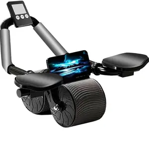 2023 Automatic Rebound Ab Roller Wheel, Fitness Equipment with Elbow Support, Timer and Dolly Design for Core Strengthening & Abdominal Training