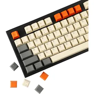 Carbon Miami PBT Double Shot Cherry Profile ANSI Backlit Keycaps for MX Mechanical Keyboard Melody 96 KBD75 68 61 87 104 Keychron(Only Keycap) (Carbon)