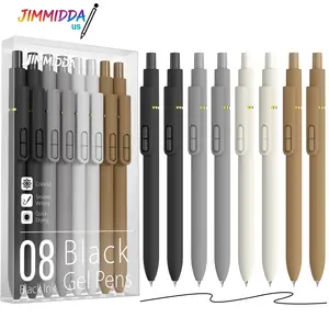 JIMMIDDA 8Pcs Neutral Tone Gel Pens, Black White Gray Brown Shell, 0.7mm Medium Point Black Ink Retractable Pens, Quick Dry Smudge-Free Smooth Writing, Minimalist Aesthetic Stationery for Journaling Note Taking summerwins