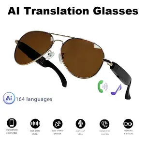 PENGTENG AI Translation Glasses, Sunglasses, Support 164 Language Translations, Permanently Free Translations, HIFI Music, Voice Calls, Wireless, Dual Type-C Fast Charging, Suitable for Business Office Driving Travel, Holiday Gifts, Intelligent Tools