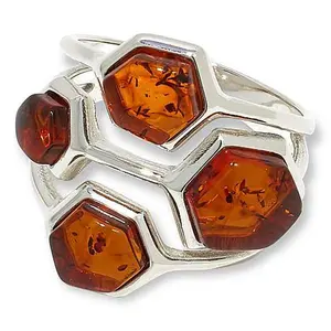 Amber Extraordinaire Sterling Silver Honeycomb Ring