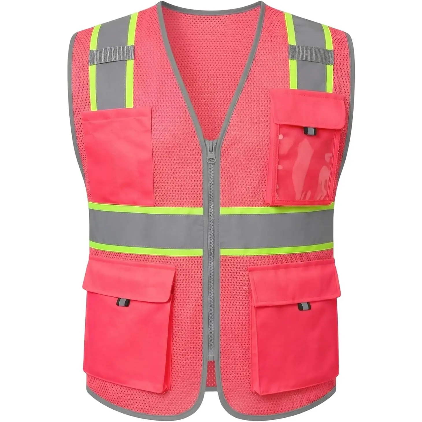 High Visibility Safety Vest Hi Vis Reflective Construction Security Vests with Pockets, Meets ANSI/ISEA Standards