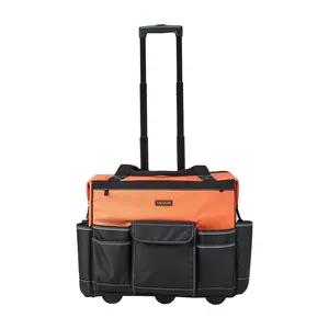 Heavy Duty Rolling Tool Bag with 27 Pockets, Tool Organizer on Wheels