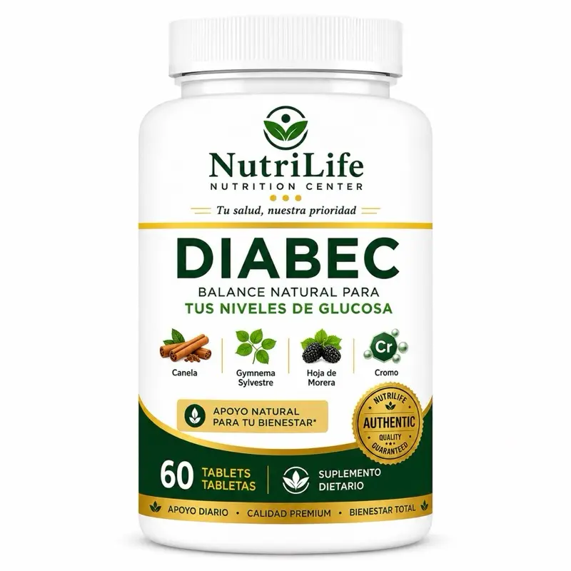 DIABEC All-Natural Herbal Capsules Dietary Mineral Supplement for Blood Sugar Support & Blood Balance - Cinnamon, Gymnema, Mulberry Leaf, Chromium - 60 Tablets, Bottle