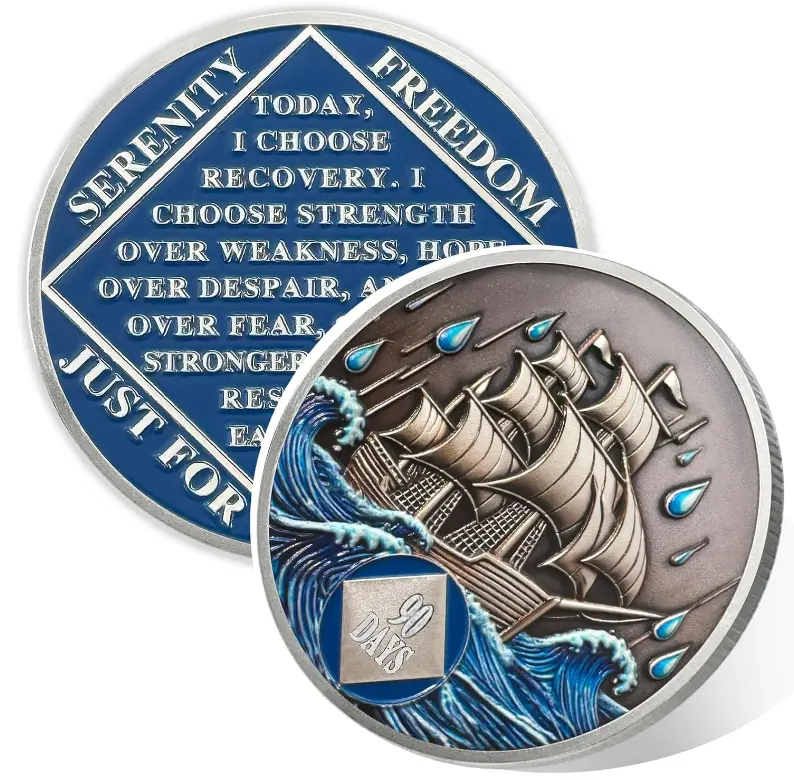 Nautical NA Sobriety Coin - AA Chips and Medallions for Narcotics Anonymousa | Sobriety Chips Addiction Recovery Gifts for Celebrating Recovery Anniversary Milestones | Sobriety Gifts for Women &Men